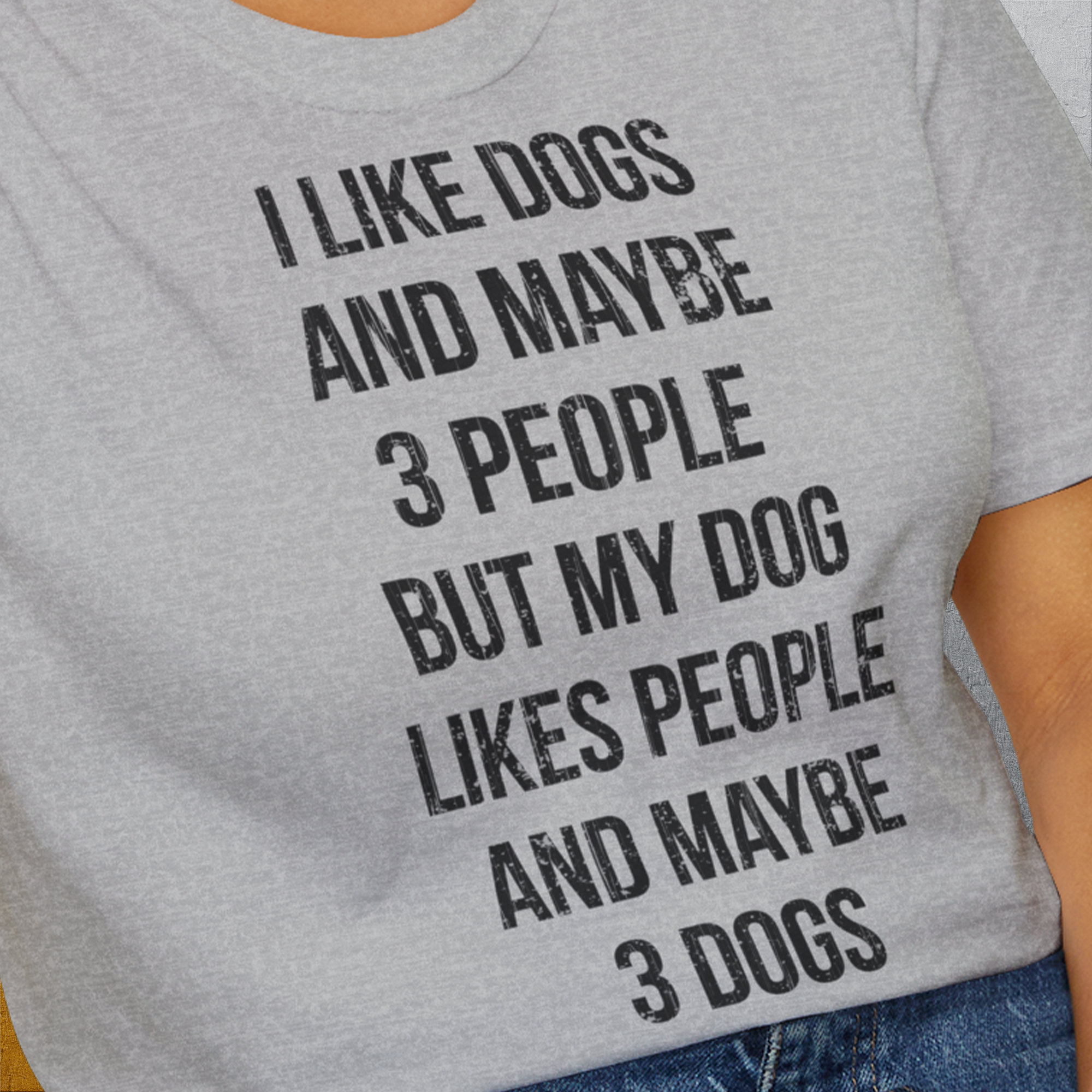 I Like Dogs And Maybe 3 People..., Unisex T-Shirt-lustiger Spruch auf bequemen Shirt für Hundeliebhaber, Design by Dog Gang