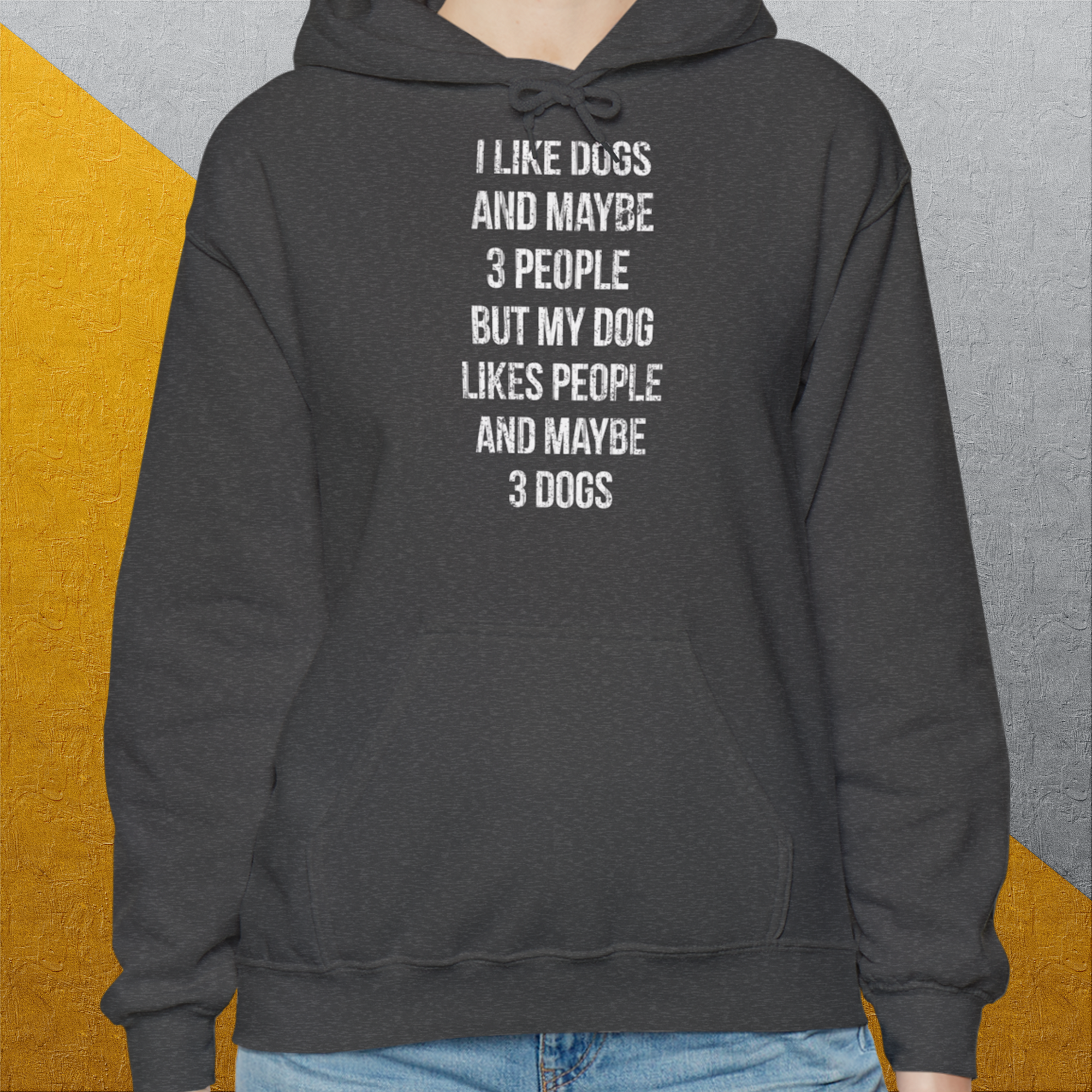 I Like Dogs And Maybe 3 People..., Unisex Hoodie-lustiger Spruch auf bequemen Shirt für Hundeliebhaber, Design by Dog Gang