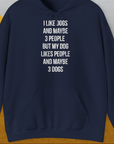 I Like Dogs And Maybe 3 People..., Unisex Hoodie-Navy-bequemes Shirt mit lustigem Spruch für Hundebesitzer, Design by Dog Gang
