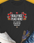 Really Nice Place Here, Women's T-Shirt-Black. A perfect gift for dog lovers and dog owners. Design by Dog Gang