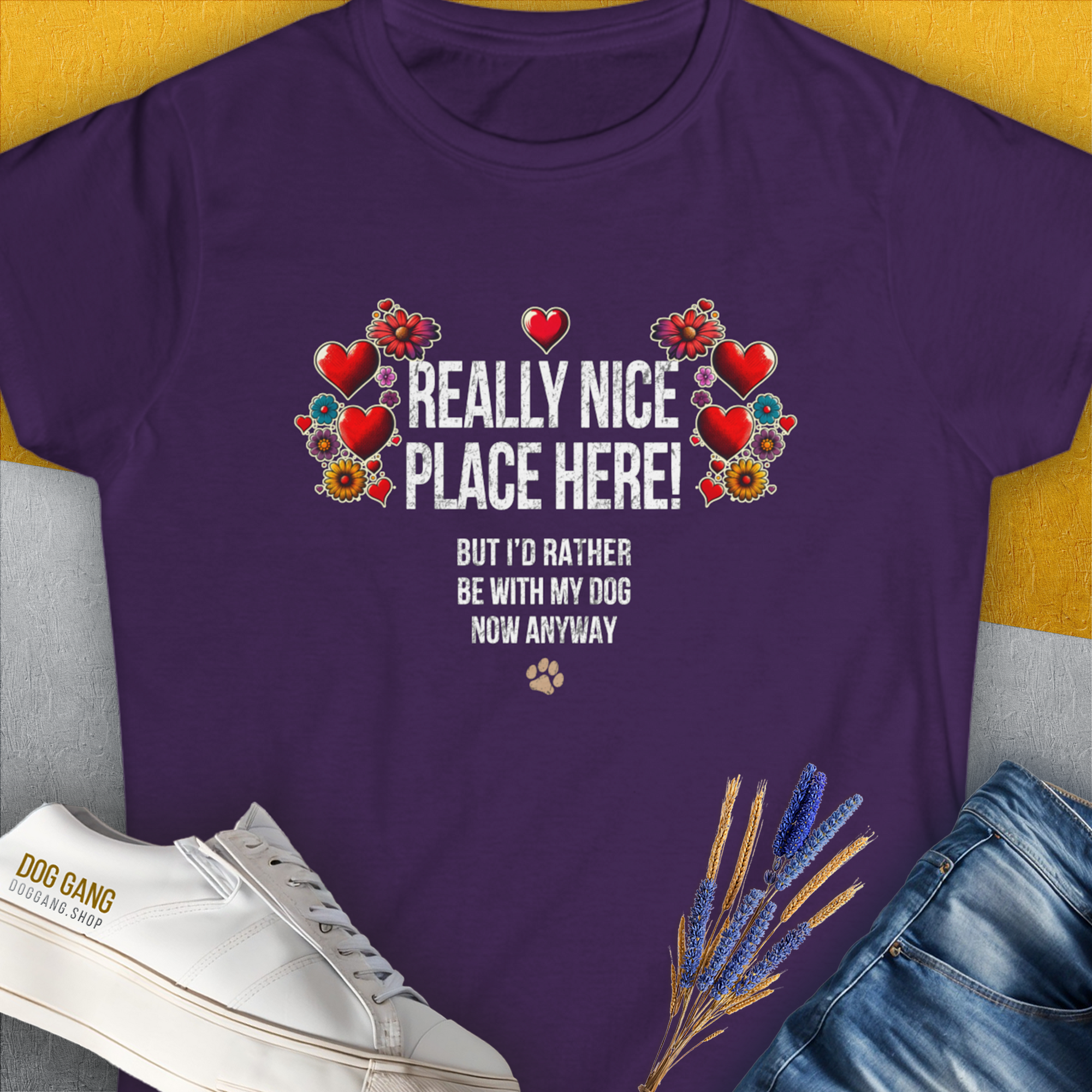 Really Nice Place Here, Women's T-Shirt-Purple, a cool and stylish design with a funny saying from Dog Gang