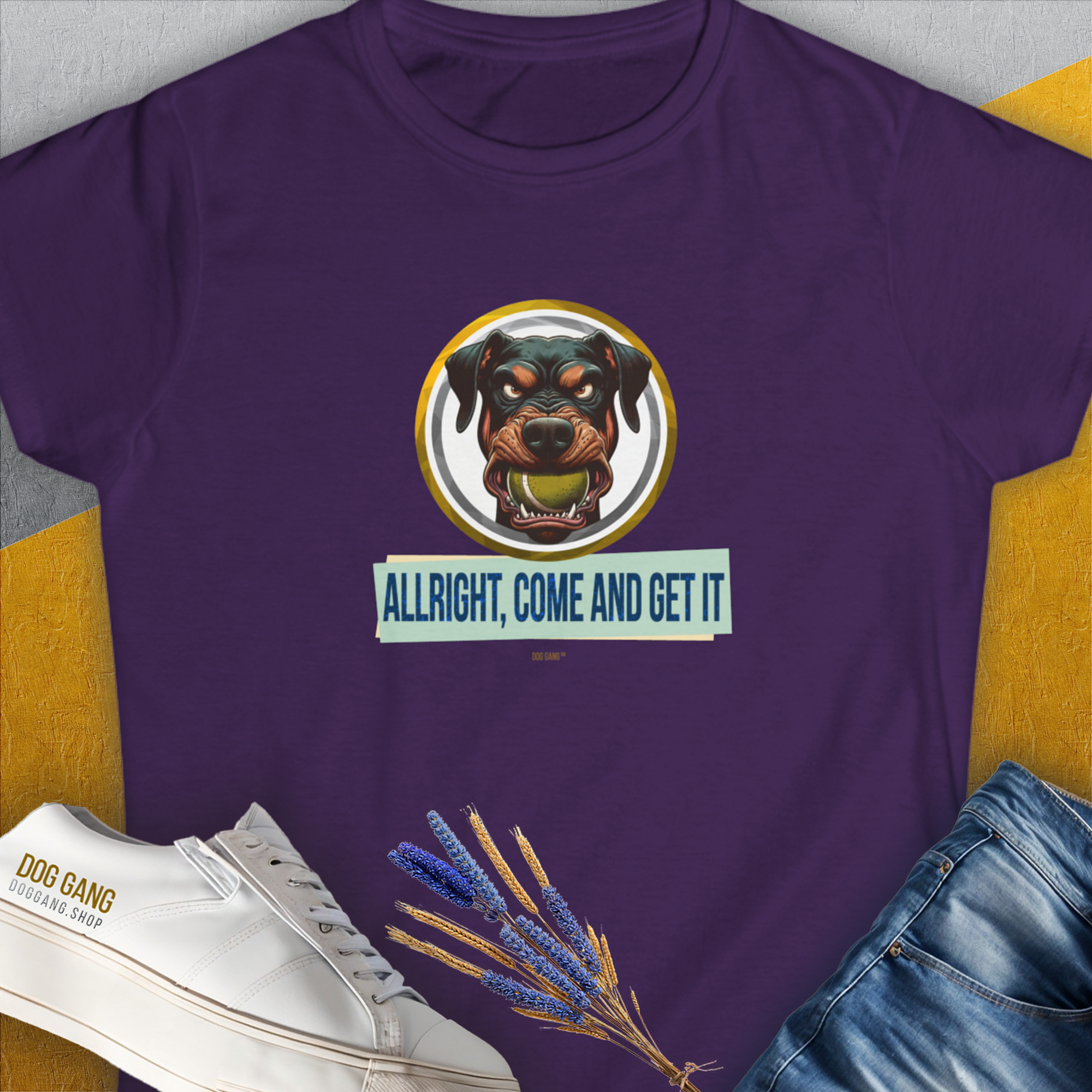 Allright Come And Get It, Volume 2, Women's T-Shirt-Purple, a cool and stylish design with a funny saying from Dog Gang