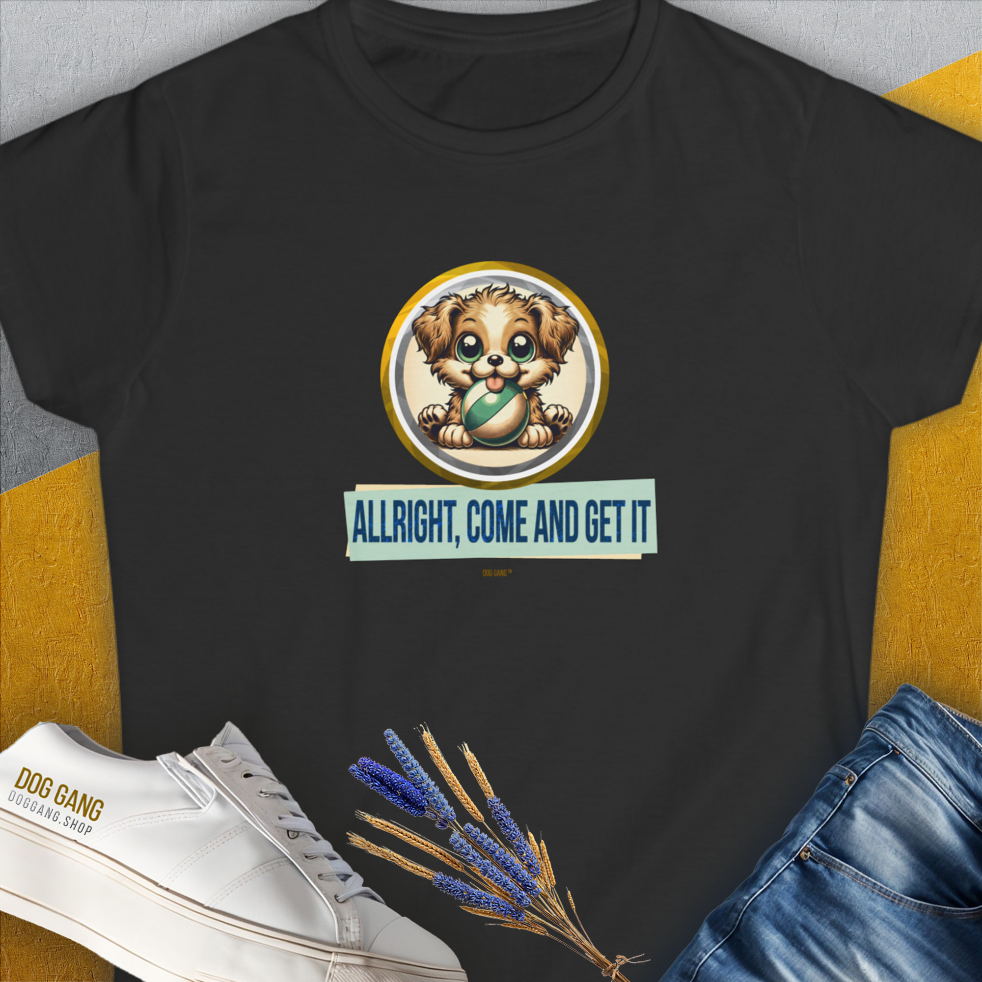 Allright Come And Get It, Volume 4, Women's T-Shirt-Black. A perfect gift for dog lovers and dog owners. Design by Dog Gang