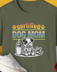 Dog Mom Series, Volume 1, Unisex T-Shirt-Military Green, Design by Dog Gang