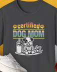 Dog Mom Series, Volume 1, Unisex T-Shirt-Dark Heather, a cool and stylish design with a funny saying from Dog Gang