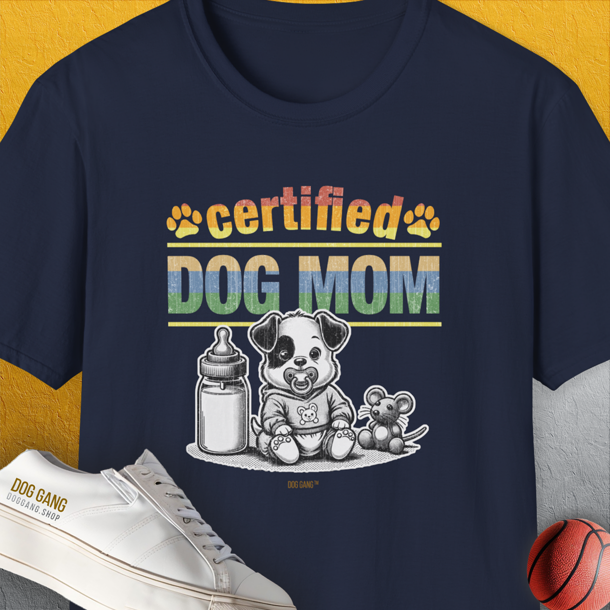 Dog Mom Series, Volume 1, Unisex T-Shirt-Navy, Design by Dog Gang