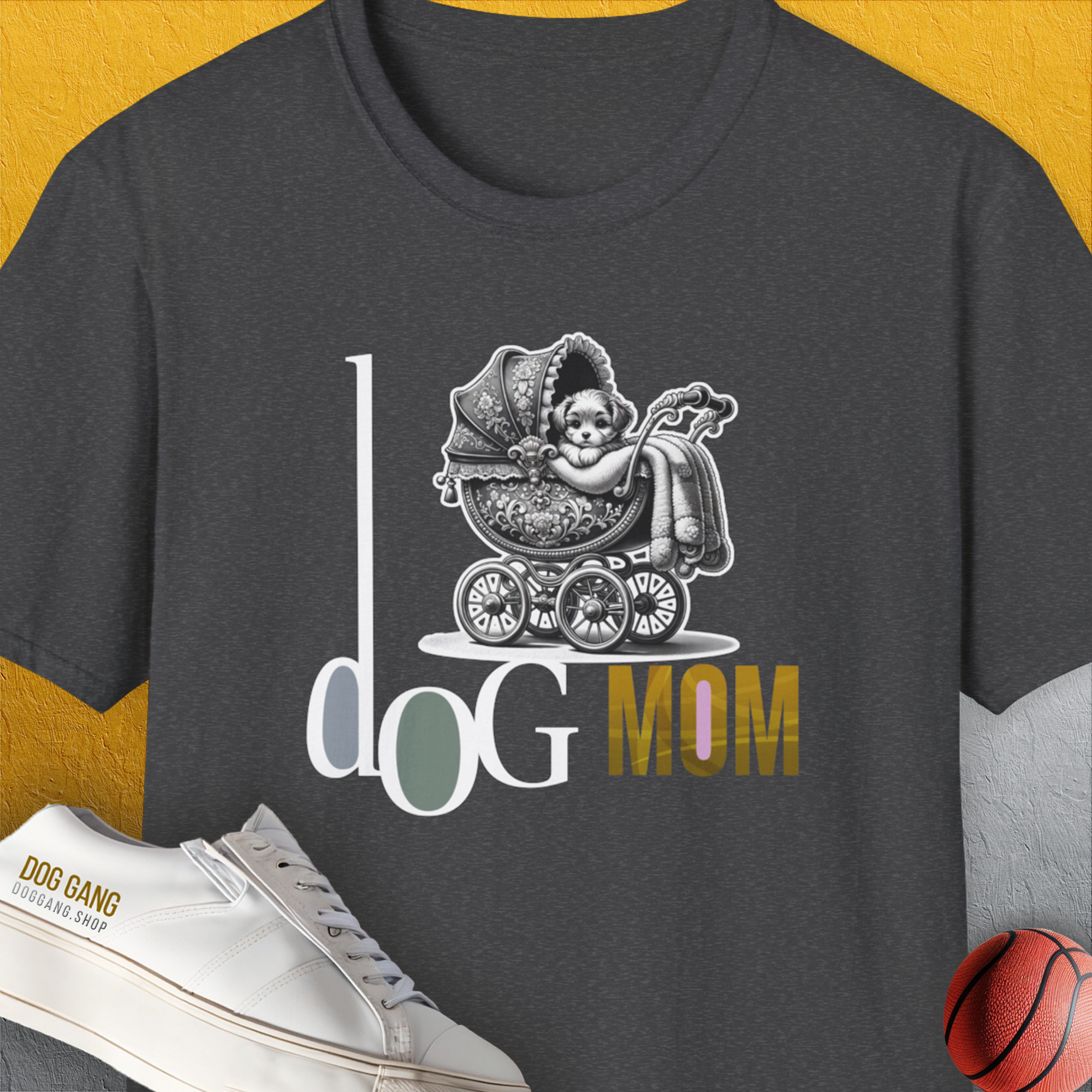 Dog Mom Series, Volume 5, Unisex T-Shirt-Dark Heather, Design by Dog Gang