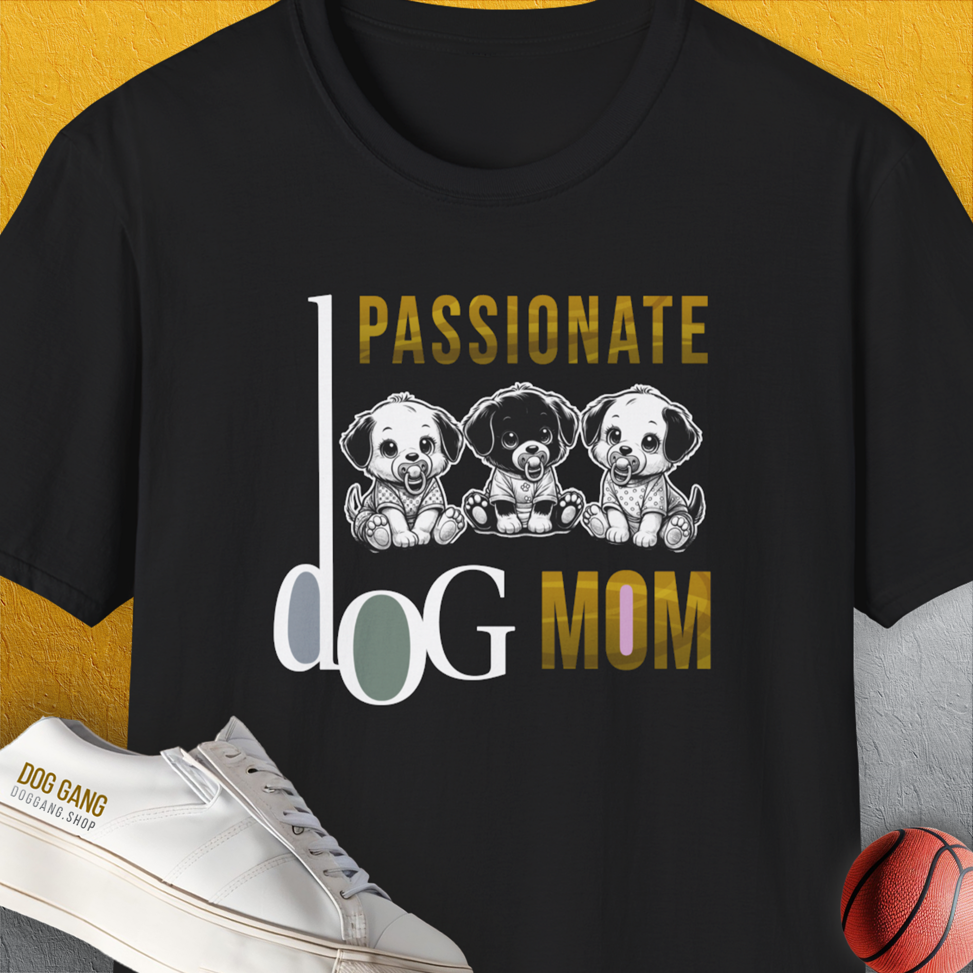 Dog Mom Series, Volume 6, Unisex T-Shirt-Black, Design by Dog Gang