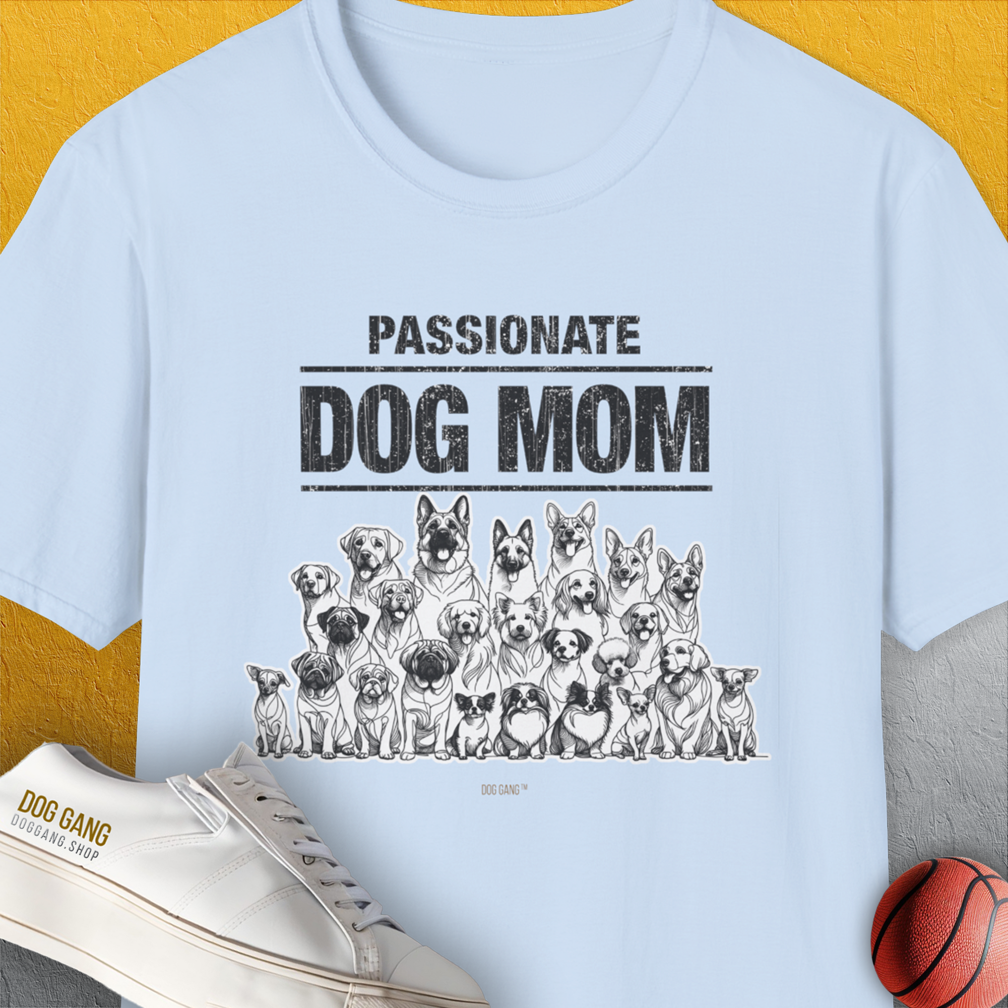Dog Mom Series, Volume 8, Unisex T-Shirt-Light Blue, a cool and stylish design with a funny saying from Dog Gang
