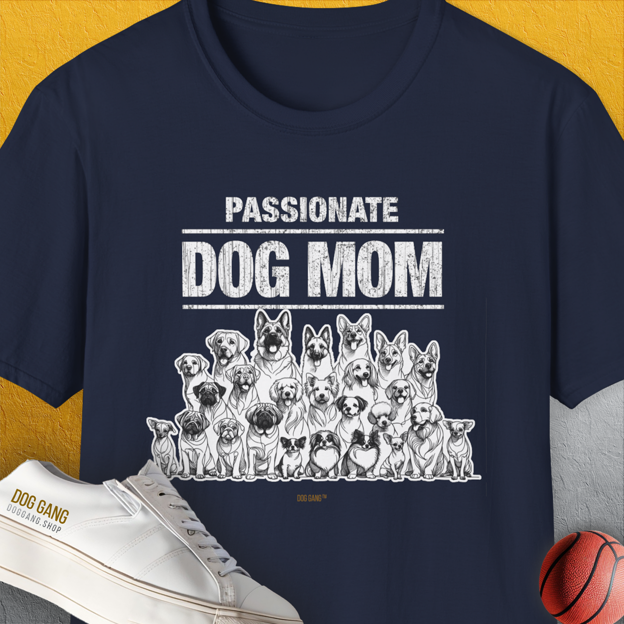 Dog Mom Series, Volume 8, Unisex T-Shirt-Navy, Design by Dog Gang