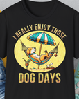 I Really Enjoy Those Dog Days, Unisex T-Shirt-Black-bequemes Softstyle - Tshirt. Lustiger Spruch mit Hund. Für Hundefreunde, in- und outdoor. Design by Dog Gang