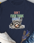 Don't Even Think About It..., Volume 3, Women's T-Shirt-Navy. A dog-themed Design from Dog Gang