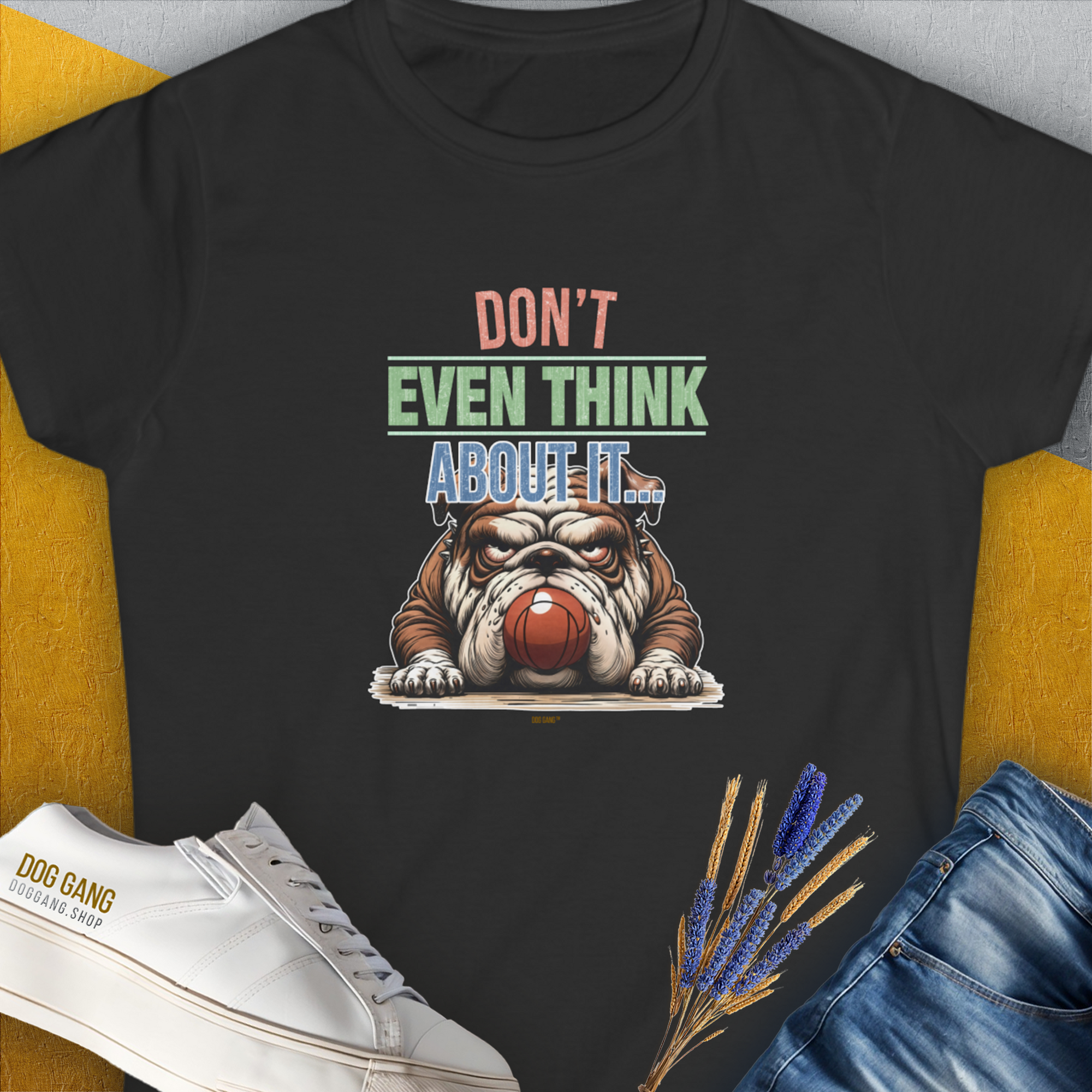 Don't Even Think About It..., Volume 5, Women's T-Shirt-Black. A perfect gift for dog lovers and dog owners. Design by Dog Gang