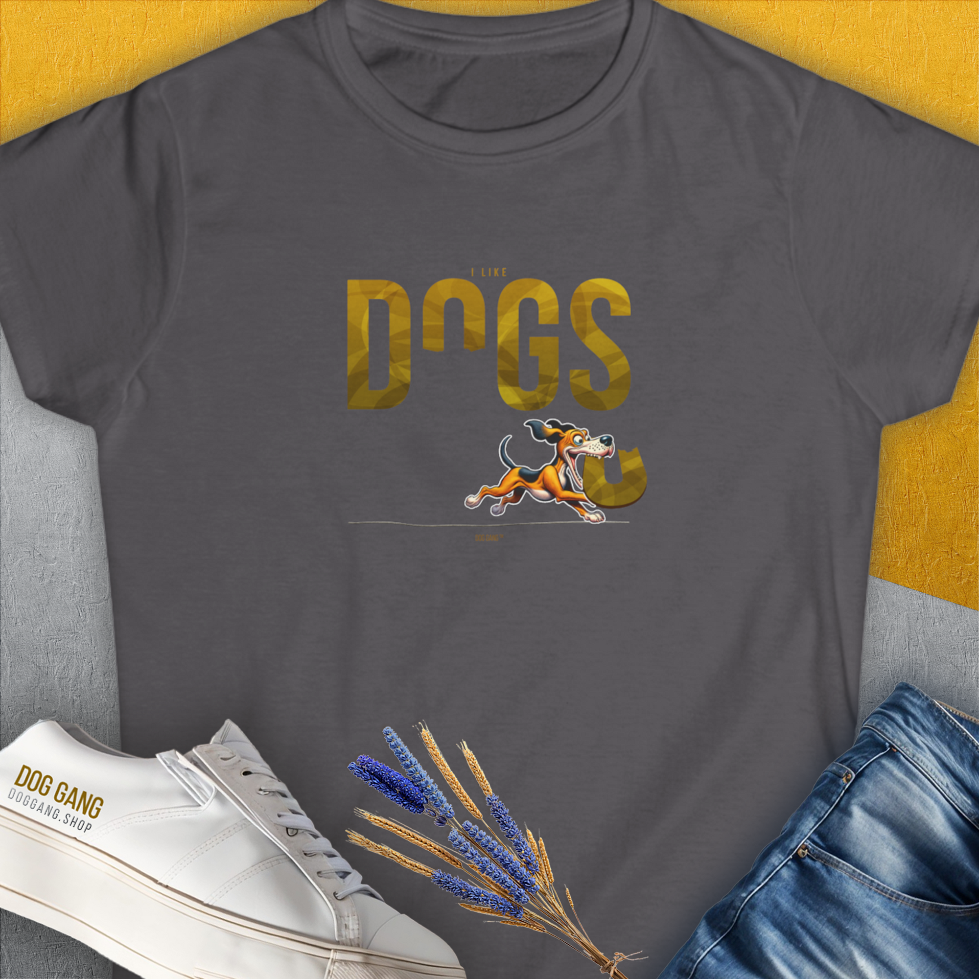 DOGS Series (D-GS), Volume 2, Women's T-Shirt-Charcoal. A dog-themed Design from Dog Gang