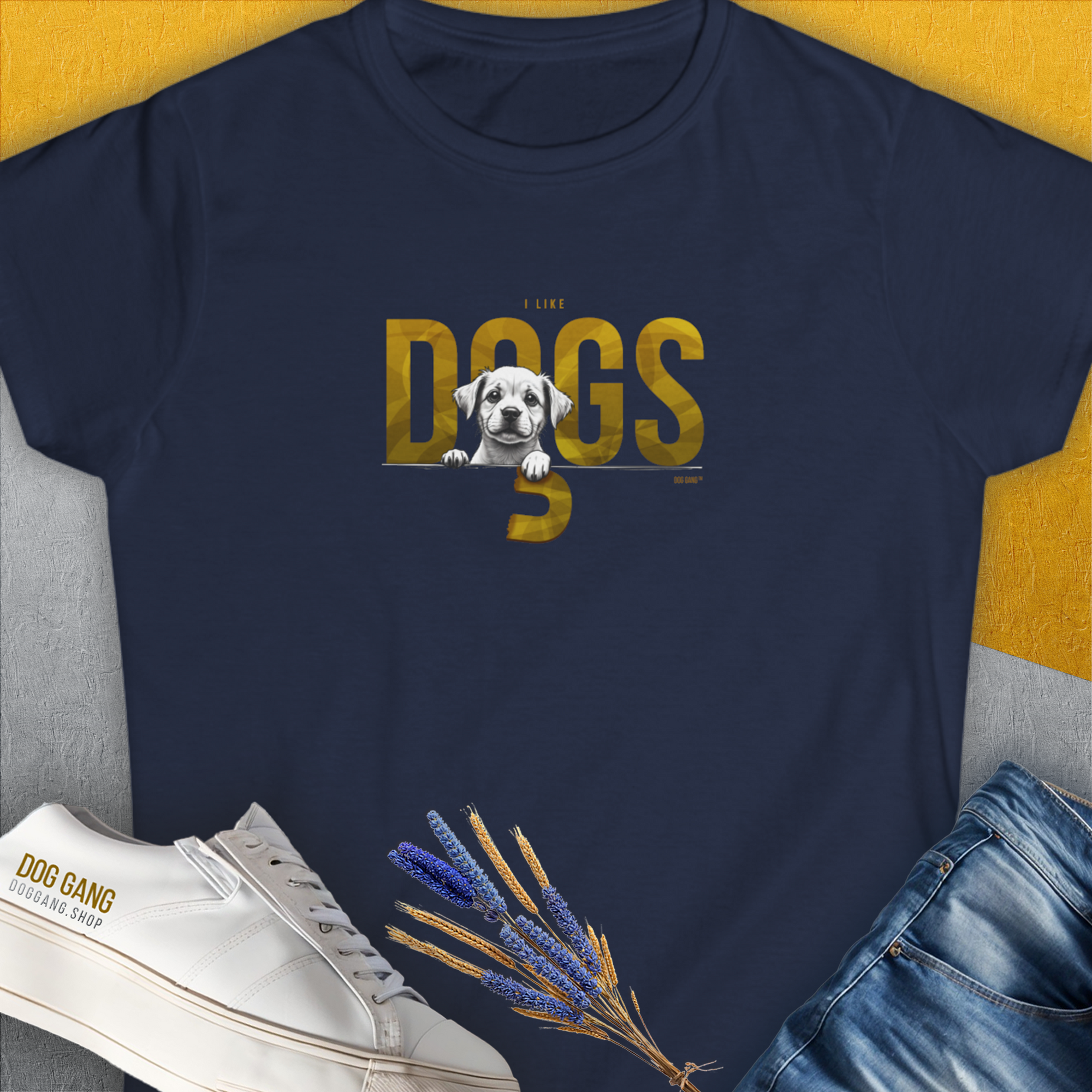 DOGS Series (D-GS), Volume 3, Women's T-Shirt-Navy. A dog-themed Design from Dog Gang