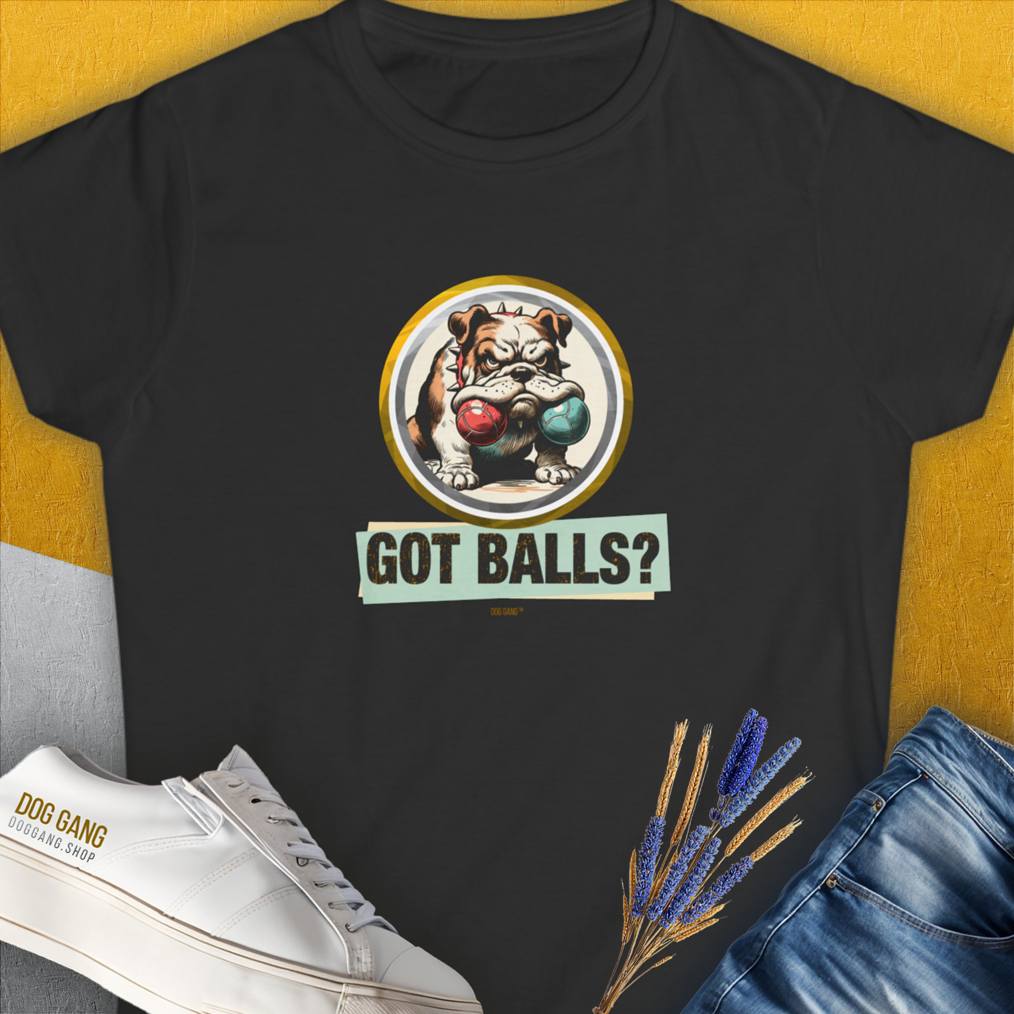 Got Balls? Volume 1, Women's T-Shirt-Black. A perfect gift for dog lovers and dog owners. Design by Dog Gang
