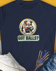 Got Balls? Volume 1, Women's T-Shirt-Navy. A dog-themed Design from Dog Gang