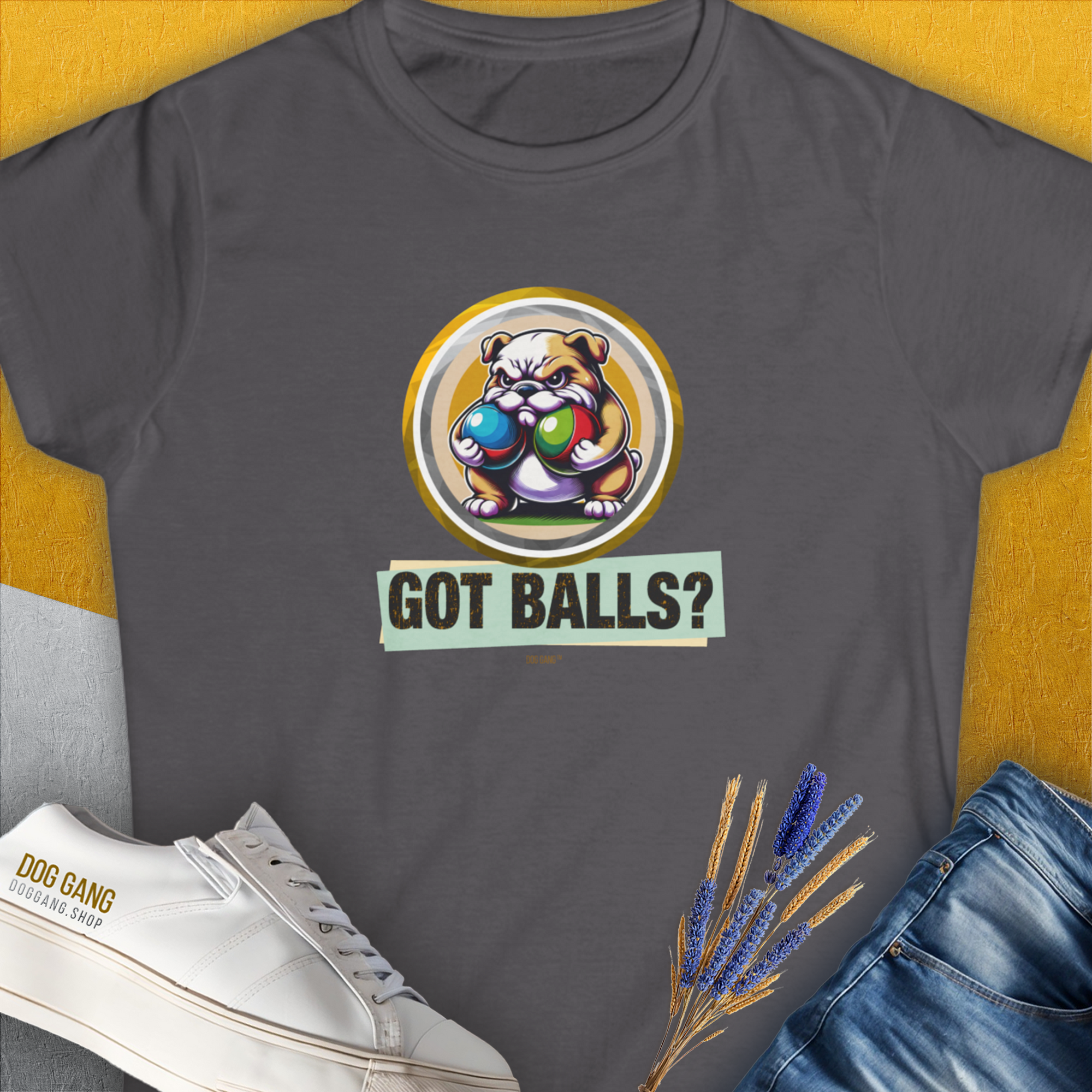 Got Balls? Volume 2, Women's T-Shirt-Charcoal. A dog-themed Design from Dog Gang