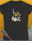 The I Love Dogs - Series I, Volume 1, Womens T-Shirt features a cute dog design on black softstyle fabric. The phrase I Love Dogs is styled with adorable dog illustrations embedded within the letters. Crafted from 100% ringspun cotton. Designed by Dog Gang.