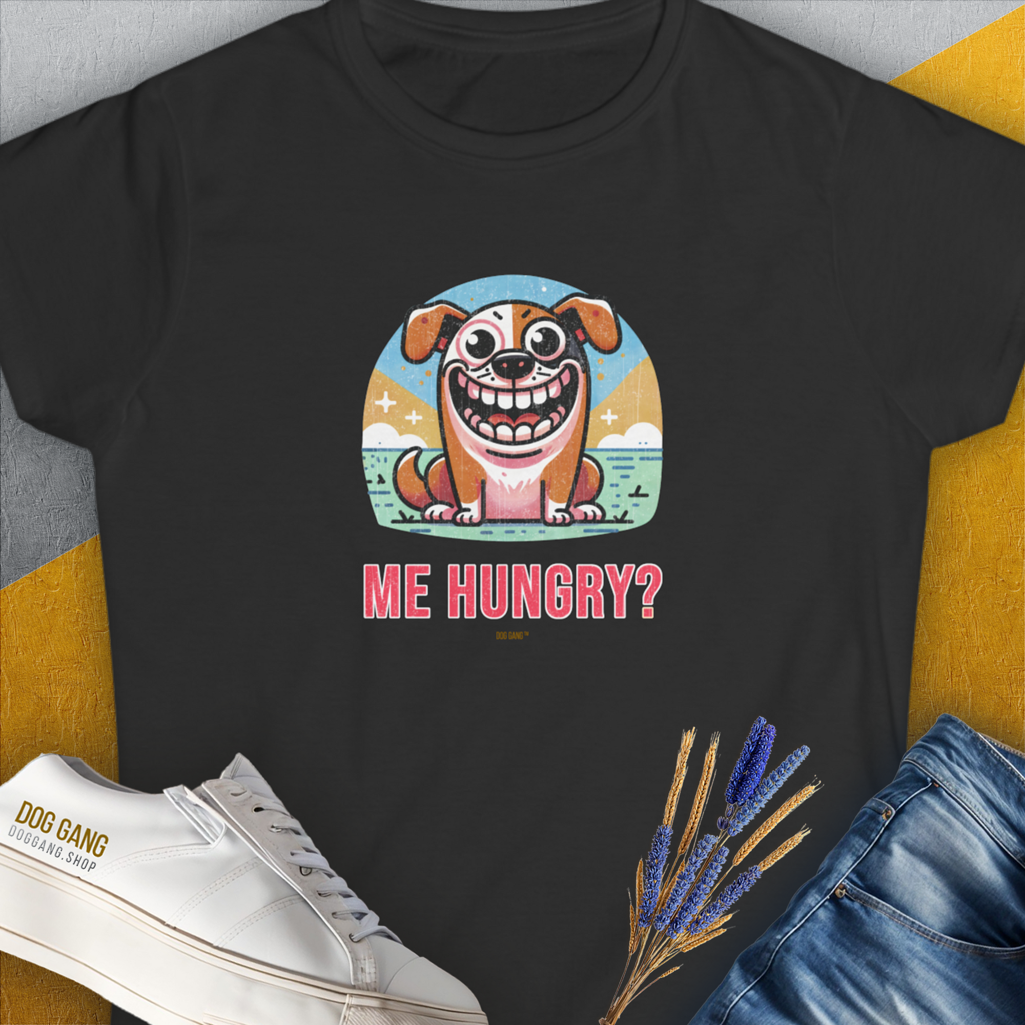 Me Hungry? Volume 3, Women's T-Shirt-Black. A perfect gift for dog lovers and dog owners. Design by Dog Gang