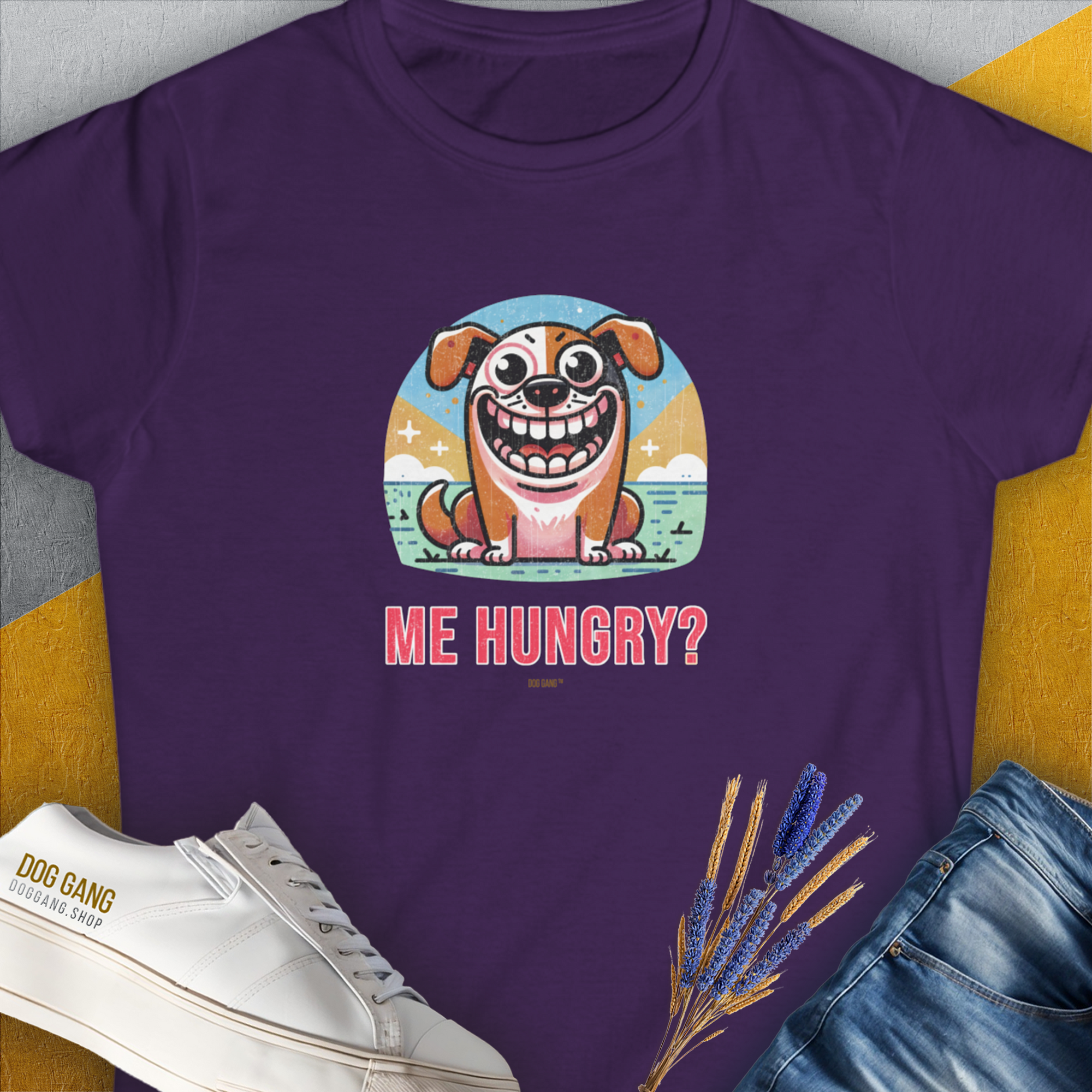 Me Hungry? Volume 3, Women's T-Shirt-Purple, a cool and stylish design with a funny saying from Dog Gang
