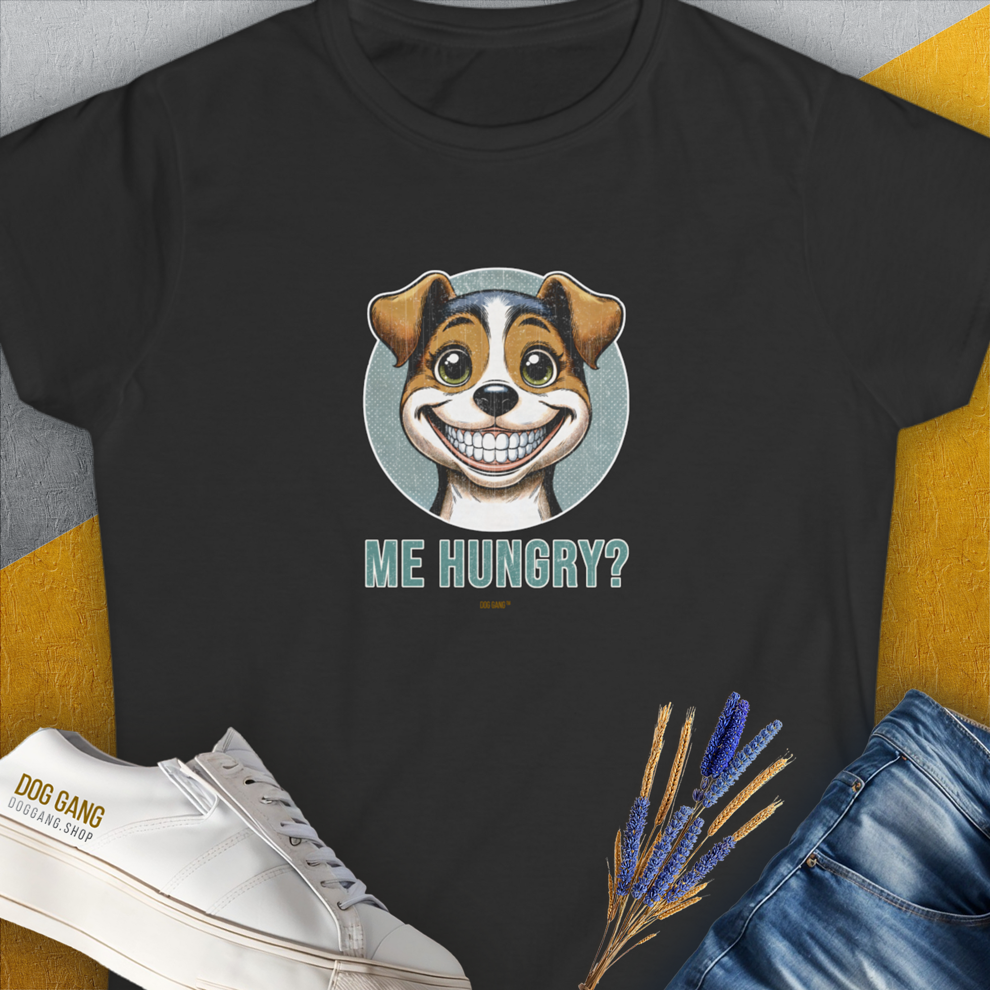 Me Hungry? Volume 4, Women's T-Shirt-Black. A perfect gift for dog lovers and dog owners. Design by Dog Gang