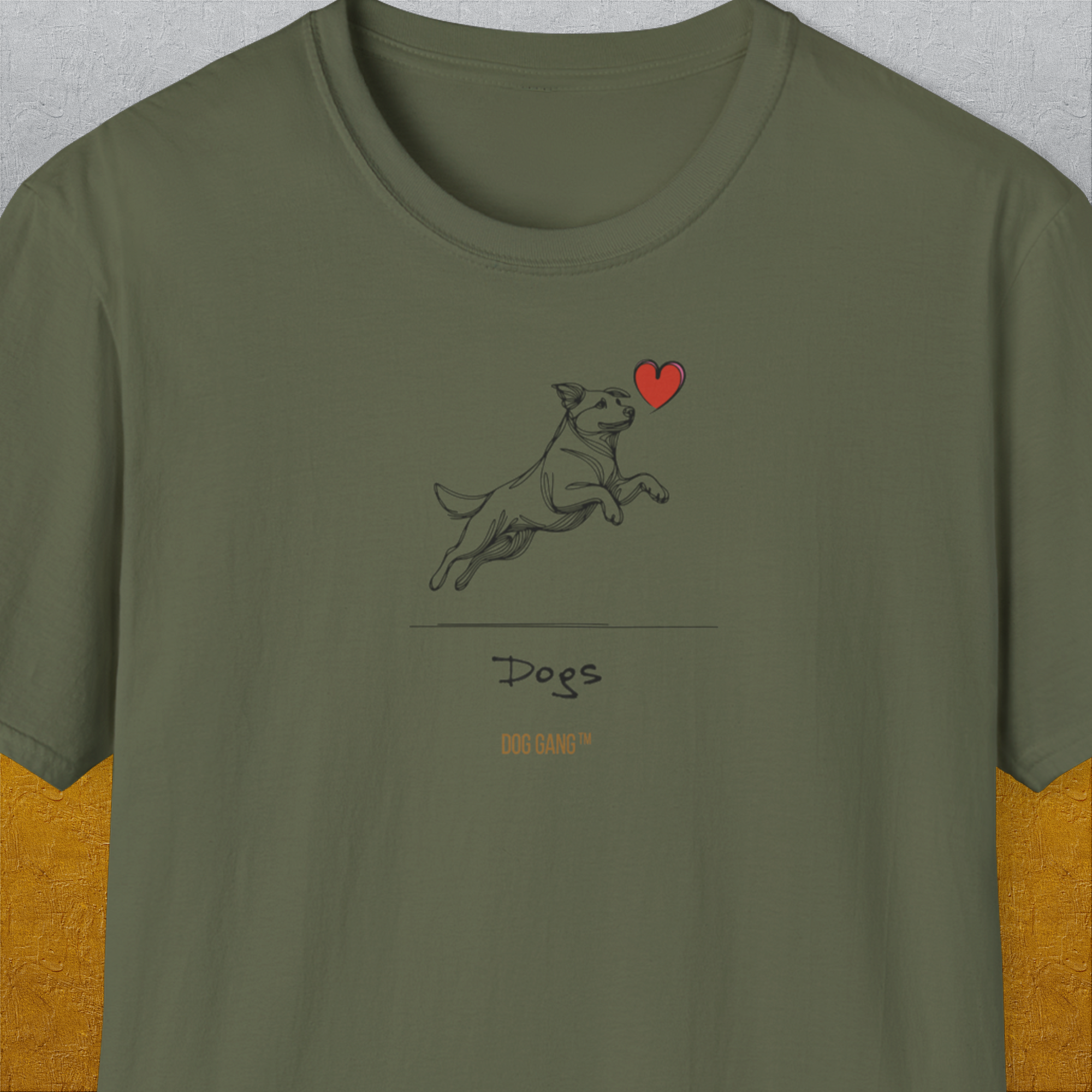 The Dog Gang Minimalistic Series I, Volume 3, Unisex T-Shirt-Military Green-Design made by Dog Gang