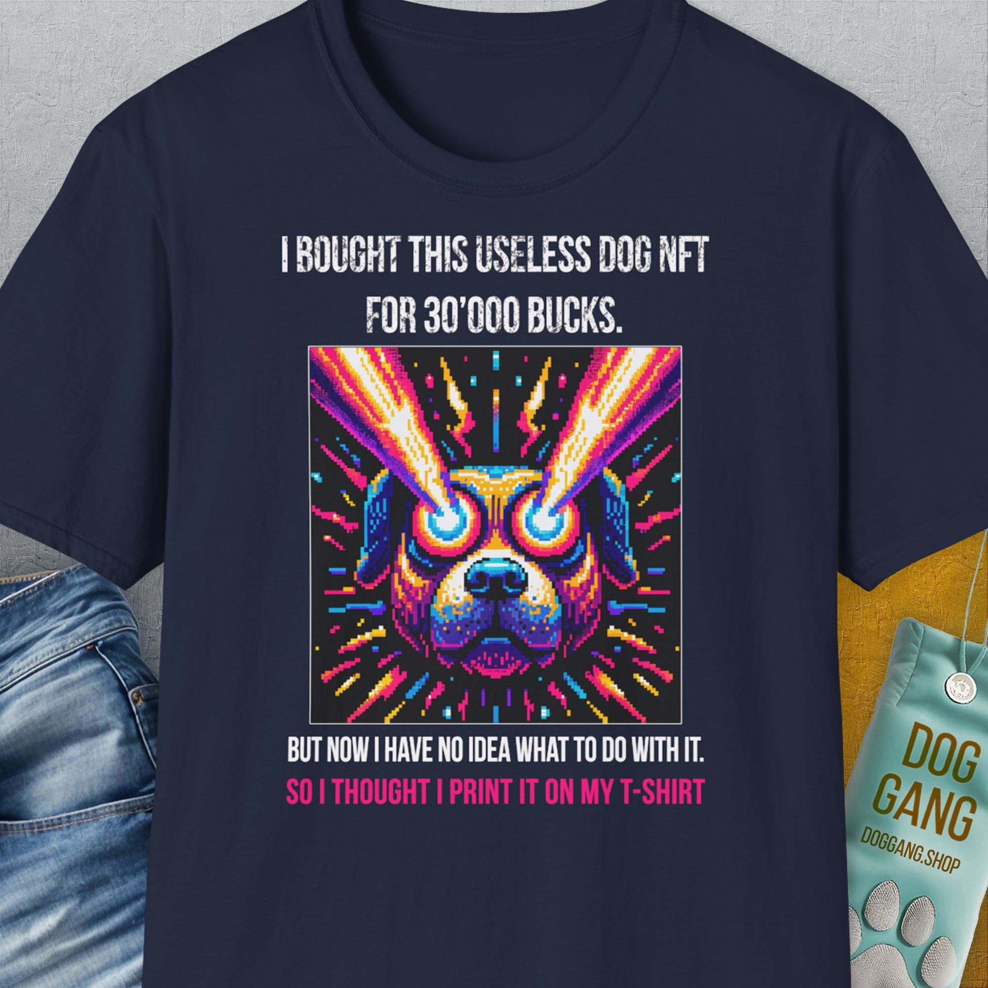 NFT Series, Volume 1, Unisex T-Shirt-Navy, Design by Dog Gang