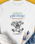 Nothing Beats A Dog's Delight When You Return Home, Volume 2, Women's T-Shirt-White. For dog lovers and dog owners. Design by Dog Gang