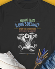 Nothing Beats A Dog's Delight When You Return Home, Volume 2, Women's T-Shirt-Black. A perfect gift for dog lovers and dog owners. Design by Dog Gang