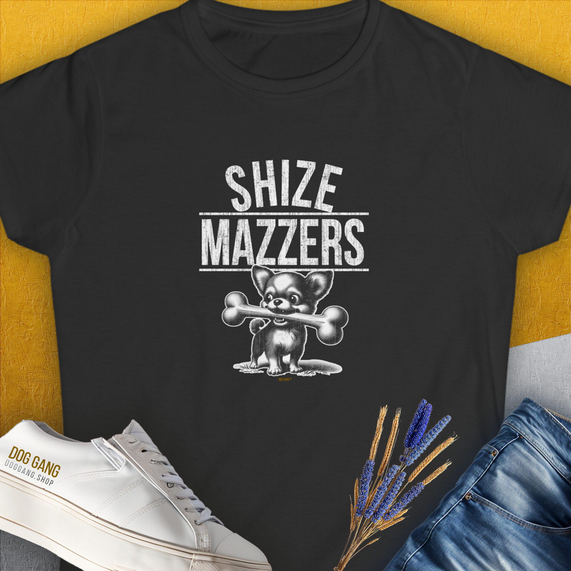 Shize Mazzers, Volume 2, Women's T-Shirt-Black. A perfect gift for dog lovers and dog owners. Design by Dog Gang