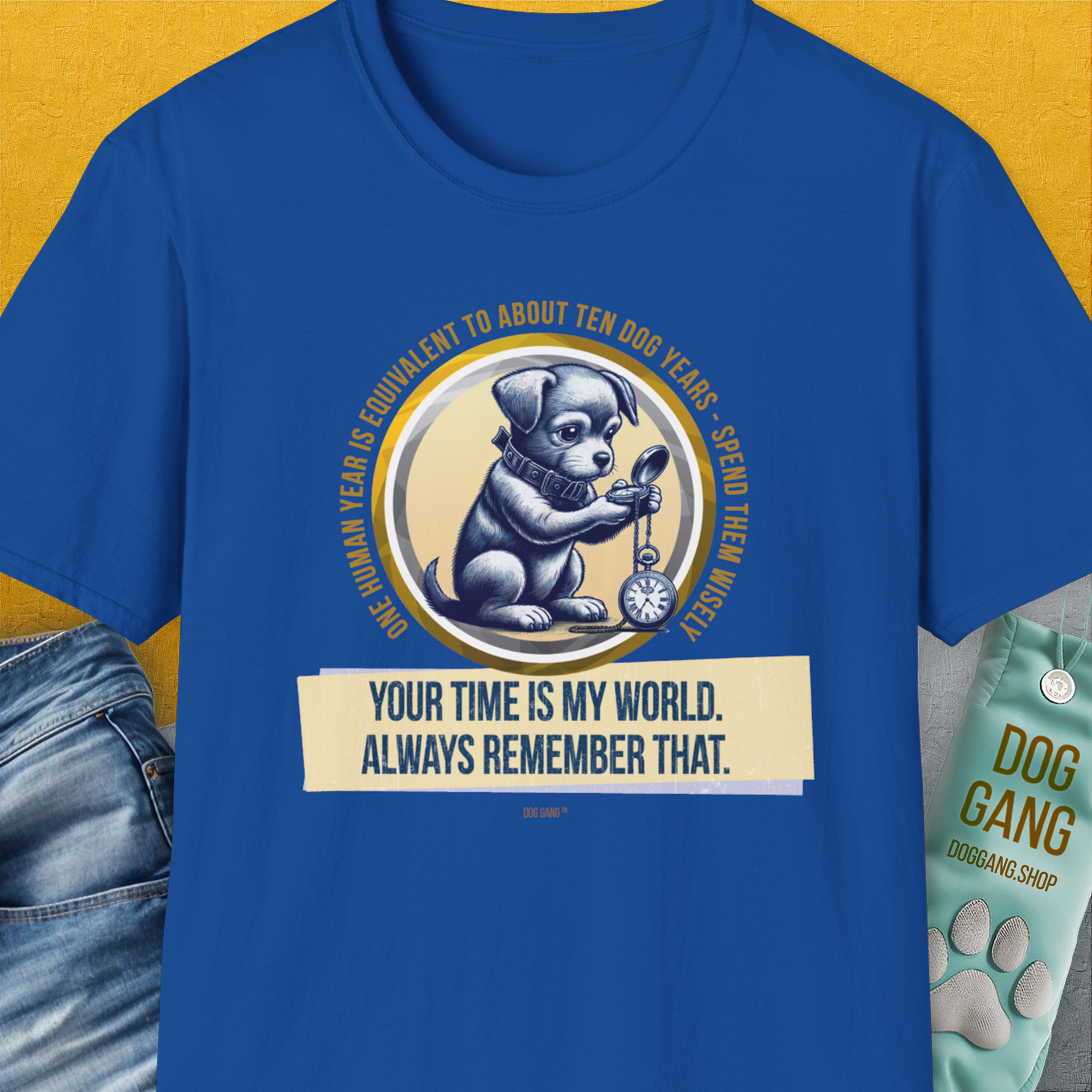 One Human Year = Ten Dog Years, Volume 2, Unisex T-Shirt-Royal-Design made by Dog Gang