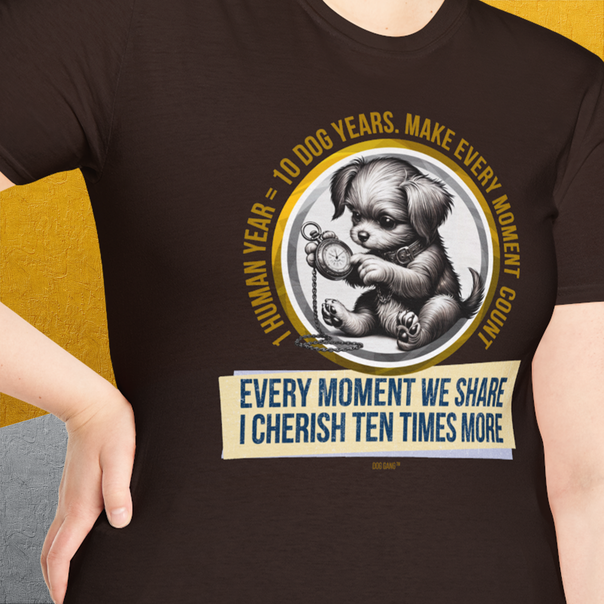 One Human Year = Ten Dog Years, Volume 4, Unisex T-Shirt-. A dog-themed Design from Dog Gang