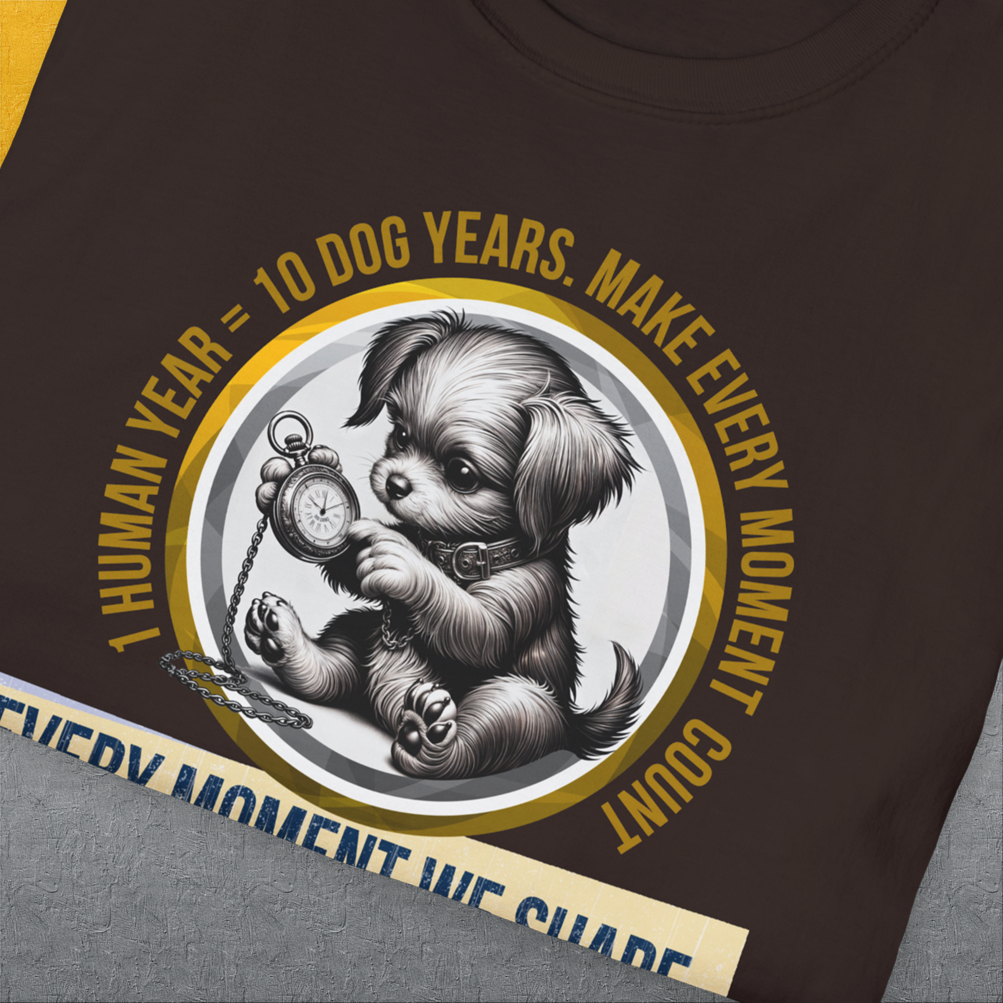 One Human Year = Ten Dog Years, Volume 4, Unisex T-Shirt-. A perfect gift for dog lovers and dog owners. Design by Dog Gang