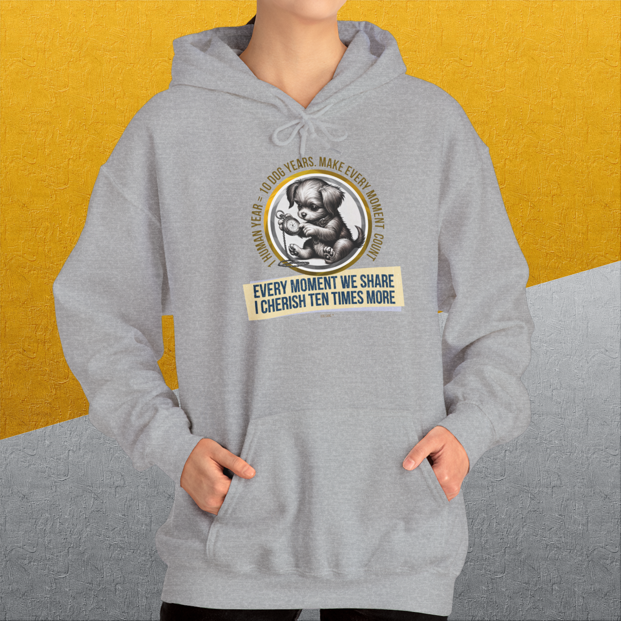 One Human Year = Ten Dog Years, Volume 4, Unisex Hoodie-. A perfect gift for dog lovers and dog owners. Design by Dog Gang