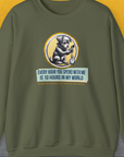 One Human Year = Ten Dog Years, Volume 1, Unisex Sweatshirt-Military Green-Design by Dog Gang