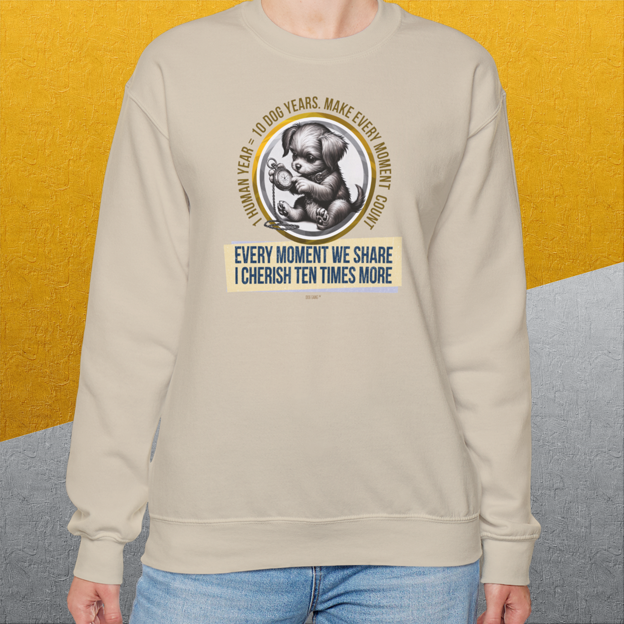 One Human Year = Ten Dog Years, Volume 4, Unisex Sweatshirt- a cute Shirtdesign for dog lovers by Dog Gang