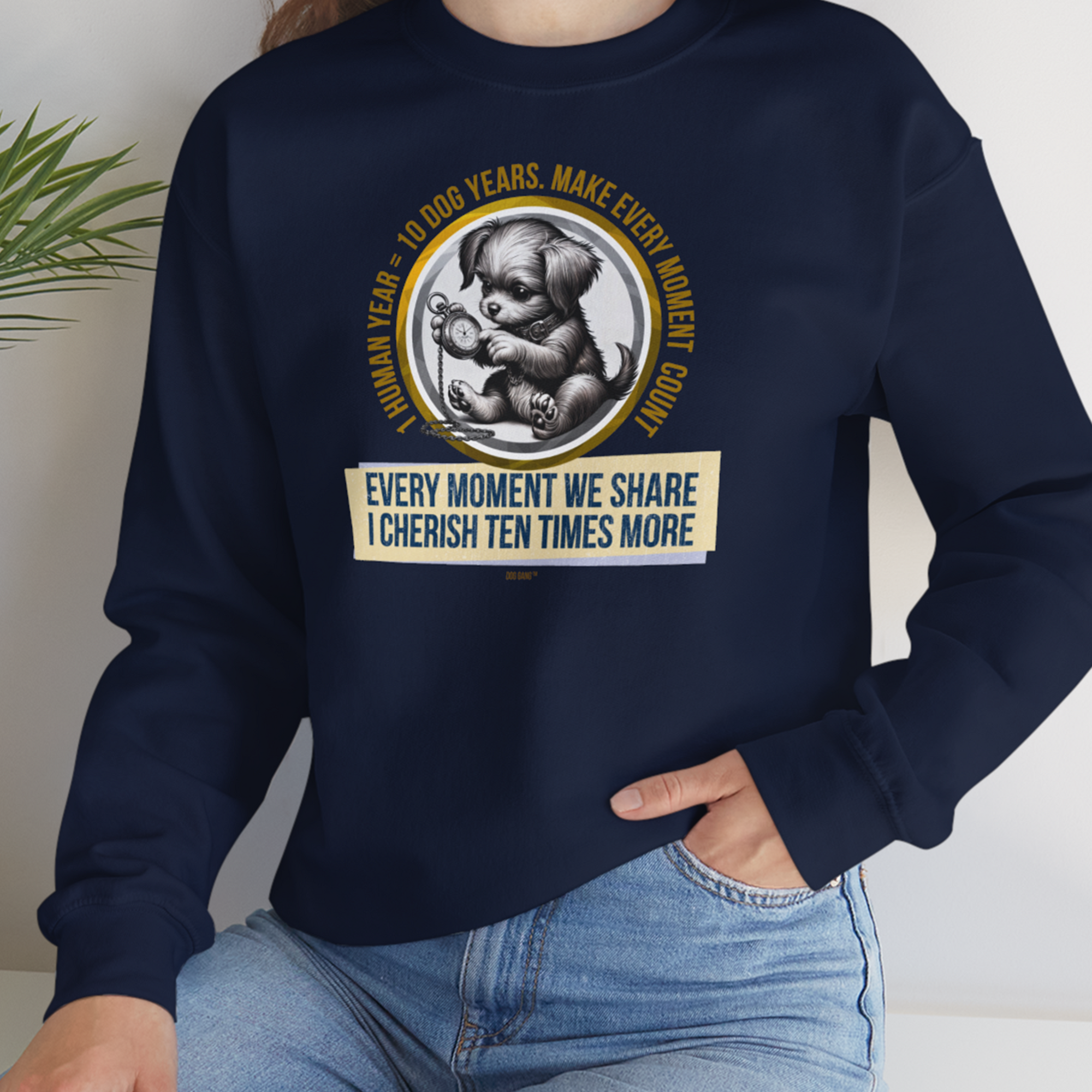 One Human Year = Ten Dog Years, Volume 4, Unisex Sweatshirt-Design by Dog Gang