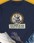 One Human Year = Ten Dog Years, Volume 4, Women's T-Shirt-Navy-a funny shirt for dog lovers and dog owners, designed by Dog Gang of Switzerland, printed locally in your region