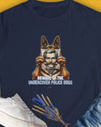 Beware Of The Undercover Police Dogs, Volume 1, Women's T-Shirt-Navy, a cool and stylish design with a funny saying from Dog Gang