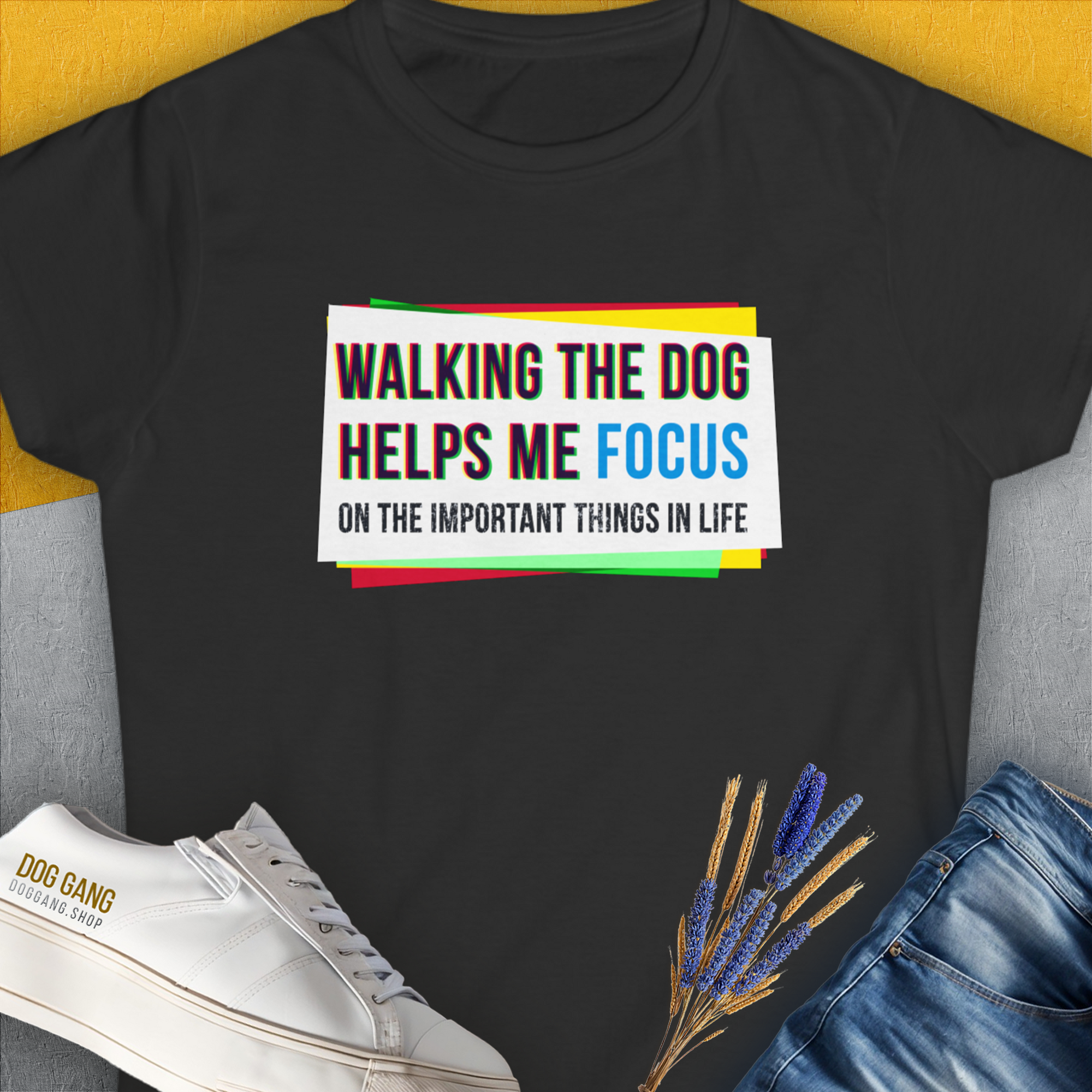 Walking The Dog Series One, Volume 1, Women's T-Shirt-Black. A perfect gift for dog lovers and dog owners. Design by Dog Gang