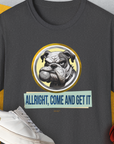 Allright Come And Get It, Volume 1, Unisex T-Shirt-Dark Heather, Design by Dog Gang