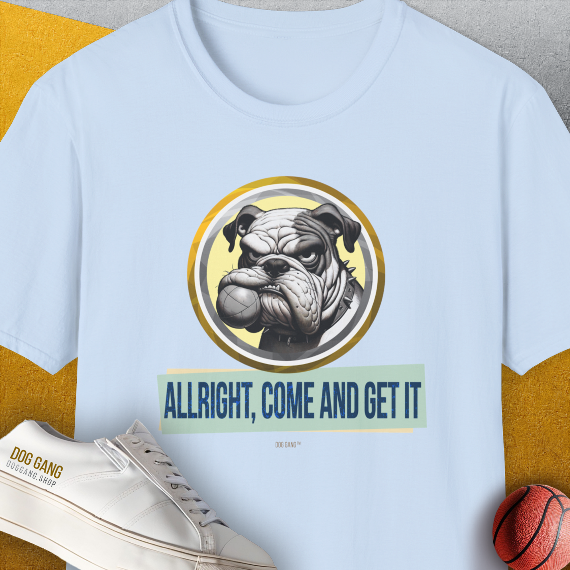 Allright Come And Get It, Volume 1, Unisex T-Shirt-Light Blue, Design by Dog Gang