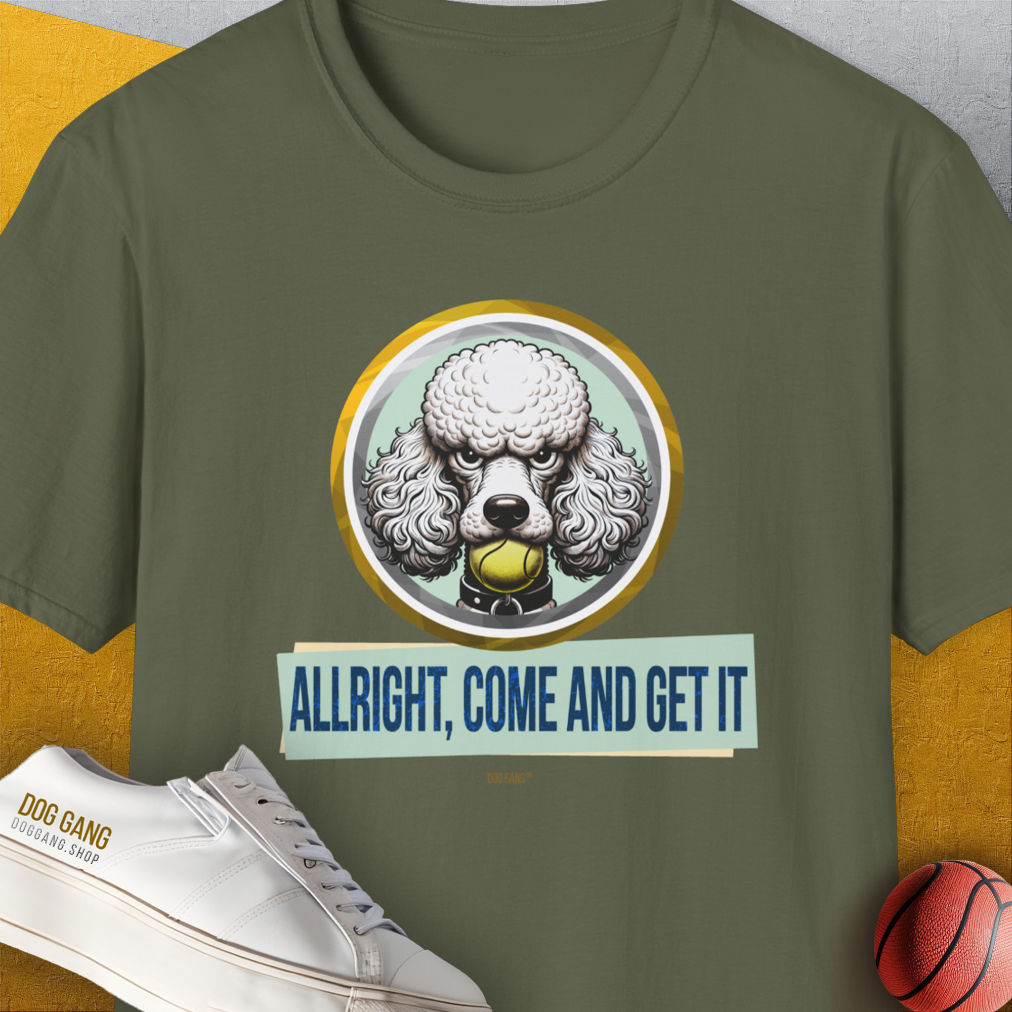 Allright Come And Get It, Volume 3, Unisex T-Shirt-Military Green, Design by Dog Gang