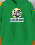 Allright Come And Get It, Volume 1, Unisex Hoodie-Irish Green, Design by Dog Gang