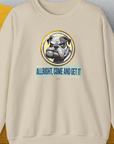Allright Come And Get It, Volume 1, Unisex Sweatshirt-Sand, a cool design with a funny saying from Dog Gang