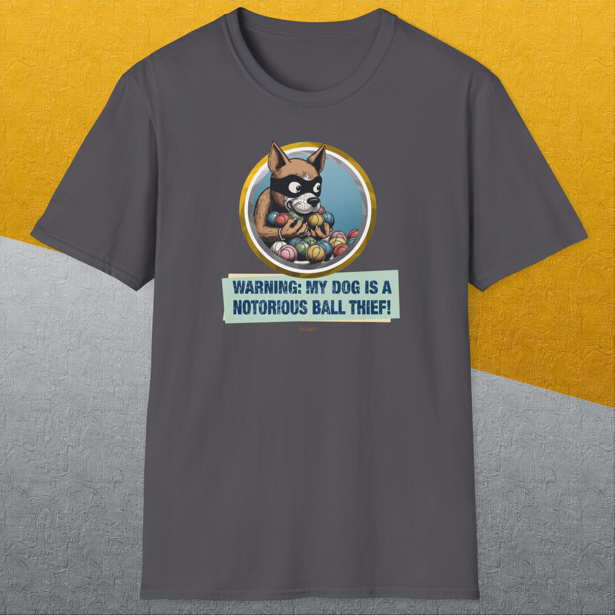 Warning: My Dog Is A Notorious Ball Thief, Volume 1, Unisex T-Shirt-, a cool and stylish design with a funny saying from Dog Gang