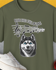 Blue Eyes Full Of Love, Volume 1 (Husky), Unisex T-Shirt-Military Green, Design by Dog Gang