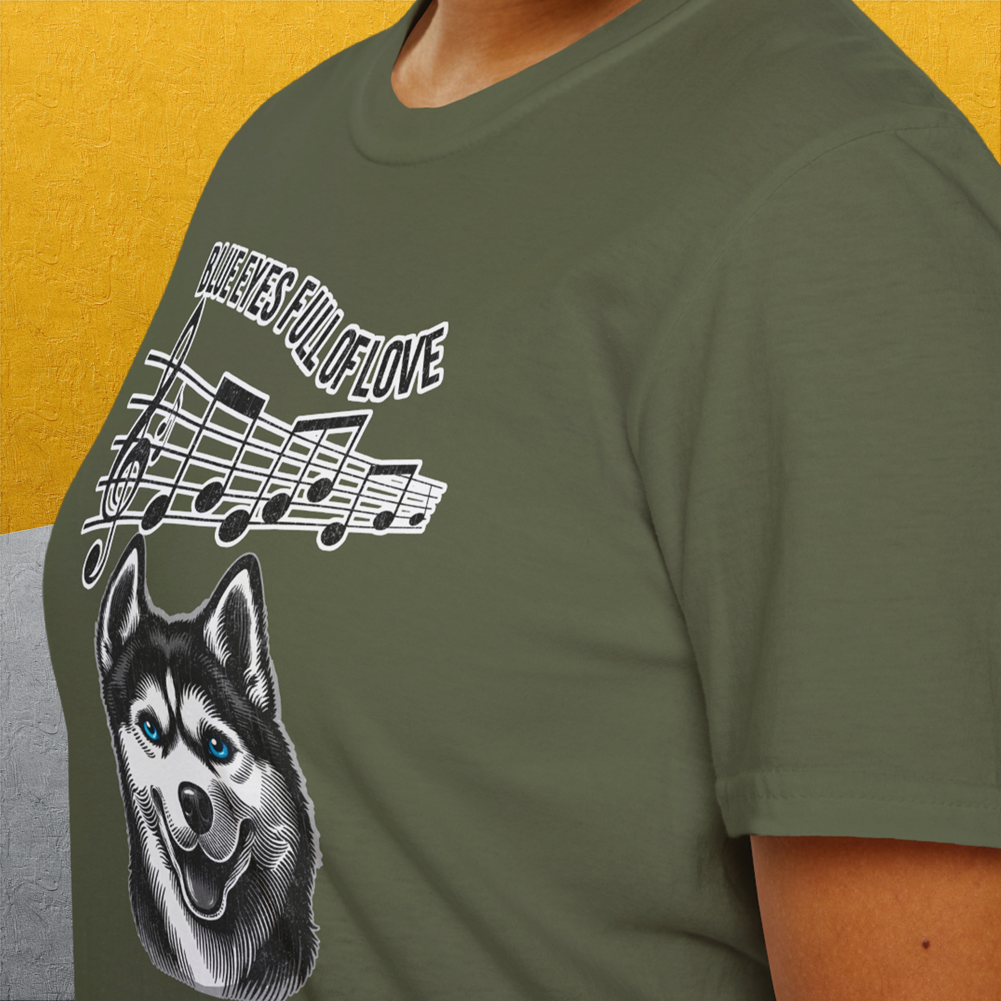 Blue Eyes Full Of Love, Volume 1 (Husky), Unisex T-Shirt-, Design by Dog Gang