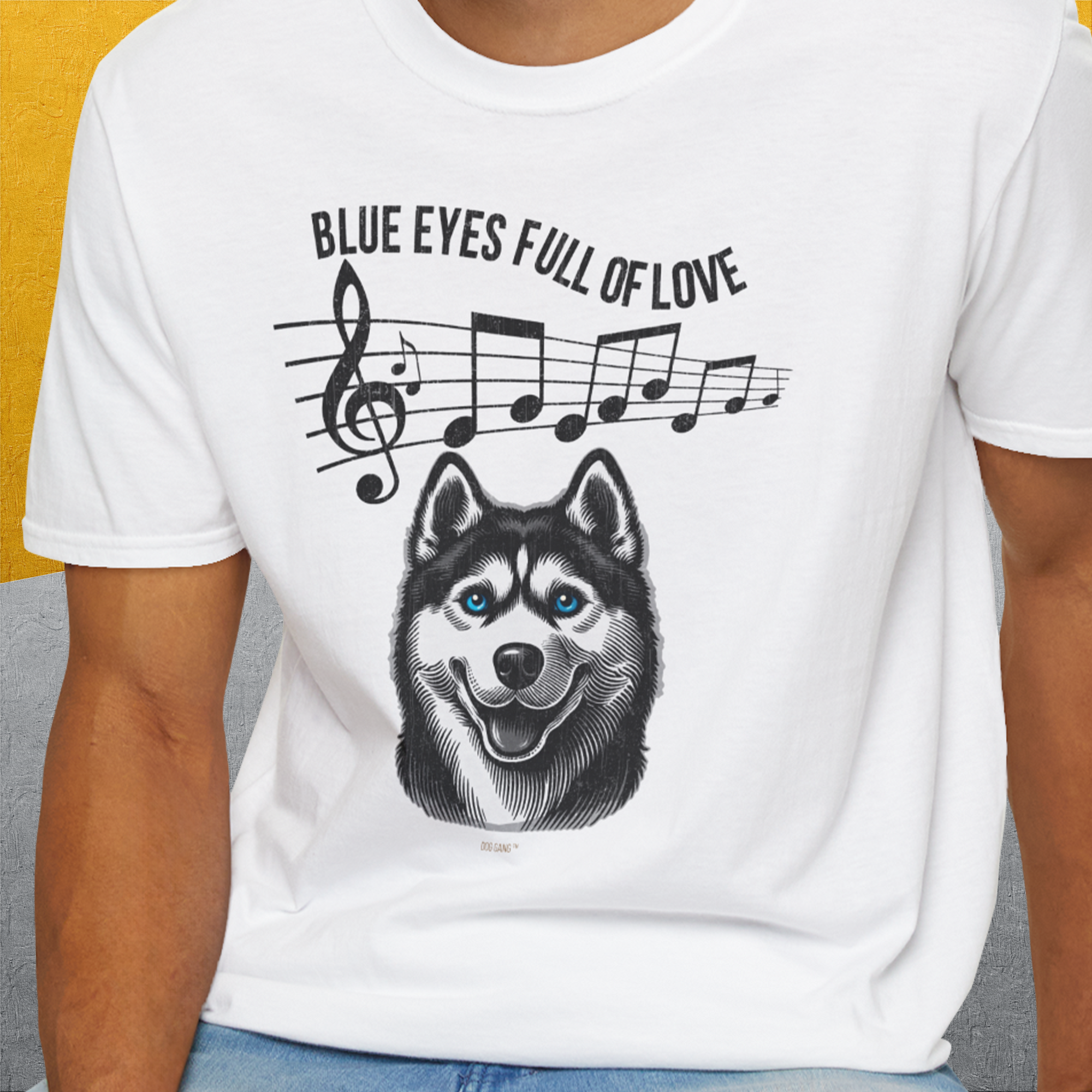 Blue Eyes Full Of Love, Volume 1 (Husky), Unisex T-Shirt-. For dog lovers and dog owners. Design by Dog Gang